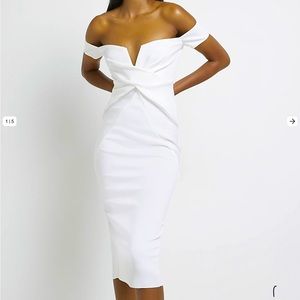 White Bardot midi dress